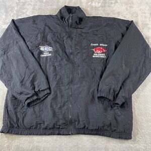 Vintage Arkansas Razorbacks Jacket Basketball SEC 1992 Champions Coach Sahara‎
